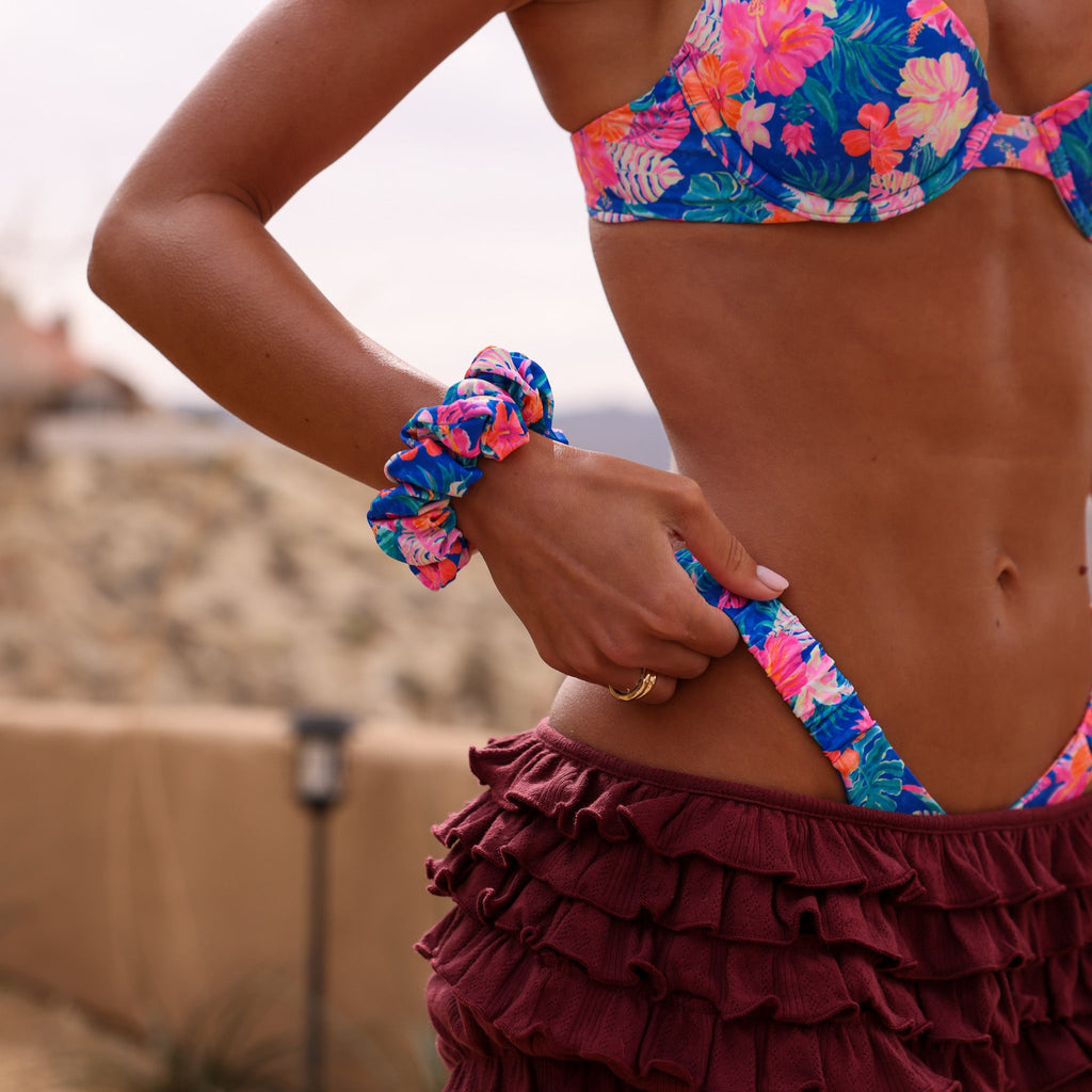 Scrunchie Hair Tie - Electric Palms