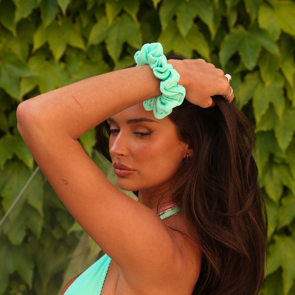 Scrunchie Hair Tie - Turquoise Mint Ribbed