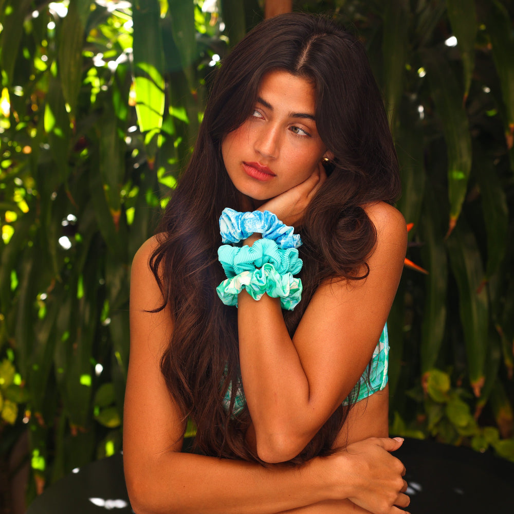 Scrunchie Hair Tie Trio Pack - Daydream Blues