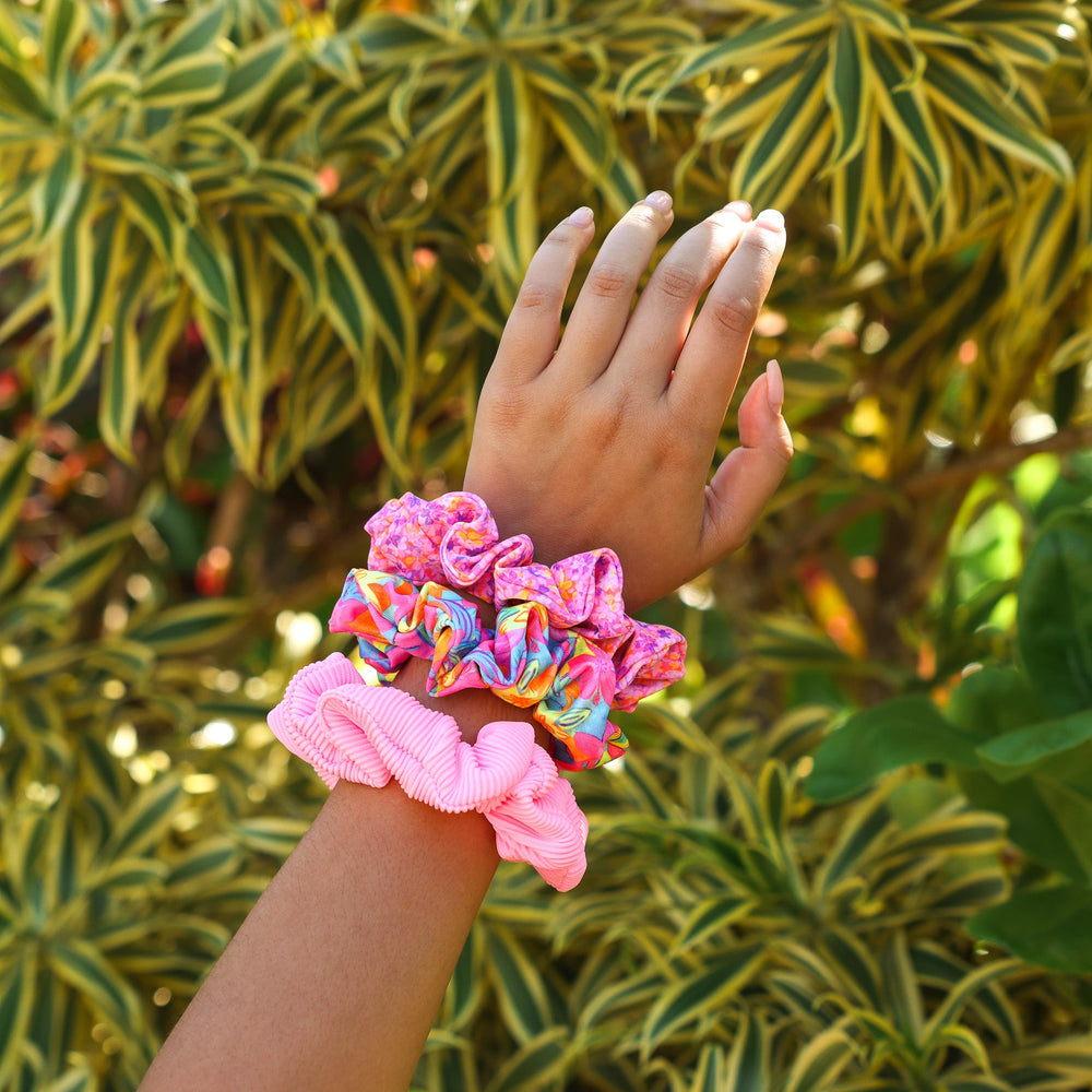 Scrunchie Hair Tie Trio Pack - Hibiscus Hues