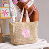 Straw Beach Tote Bag - Natural Hibiscus