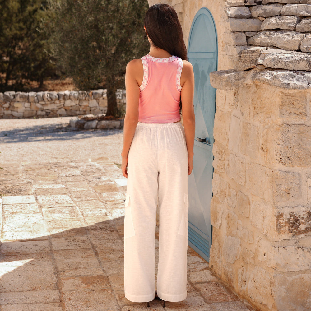 Pantalon cargo Sun Signs - Blanc crème
