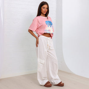 Pantalon cargo Sun Signs - Blanc crème