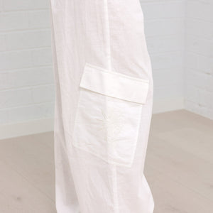 Pantalon cargo Sun Signs - Blanc crème