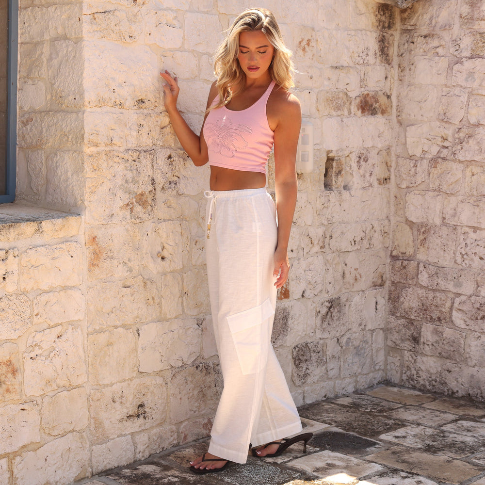 Pantalon cargo Sun Signs - Blanc crème