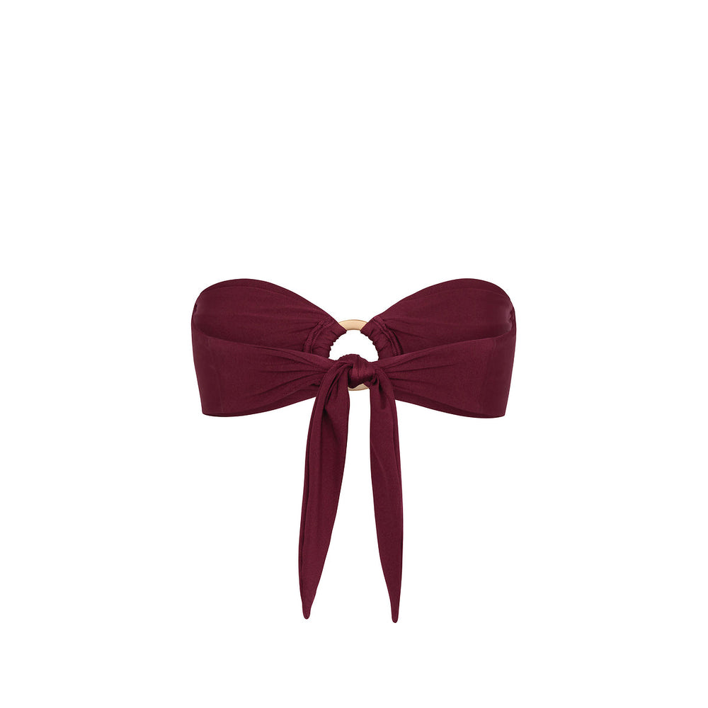 Strapless Bandeau Bikini Top - Sangria