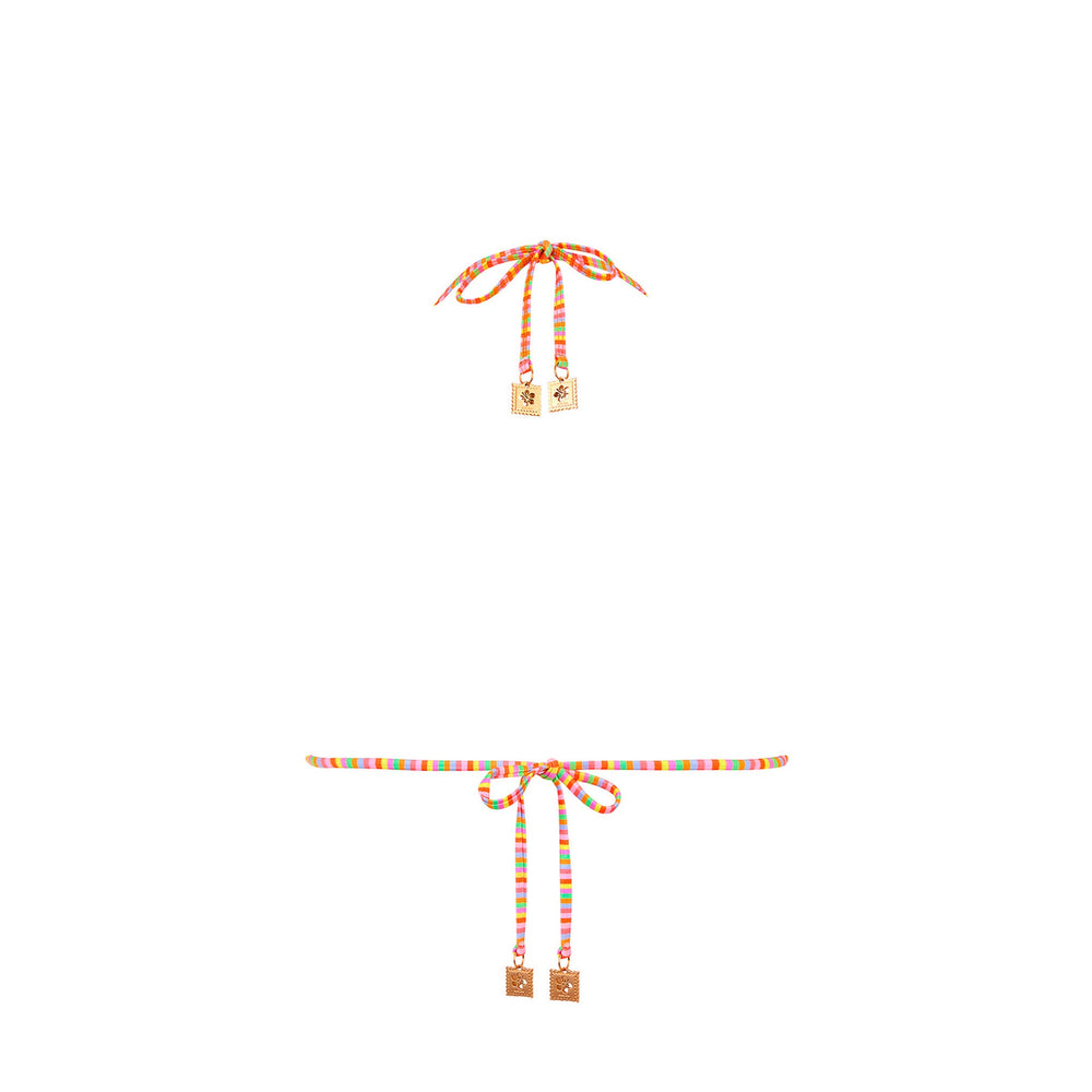 Bind Tie Halter Bikini Top - Sunshine Sorbet