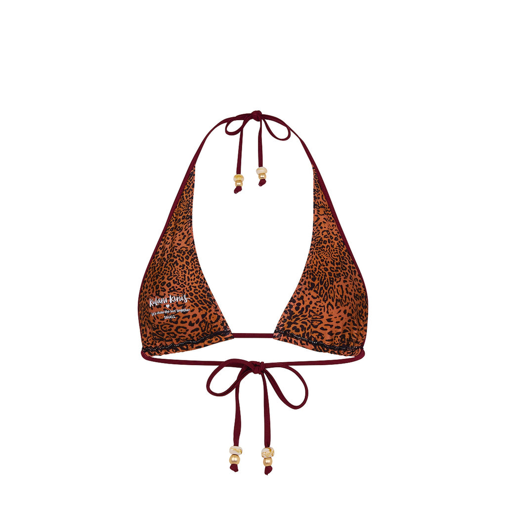 Bind Tie Halter Bikini Top - Wild Rose