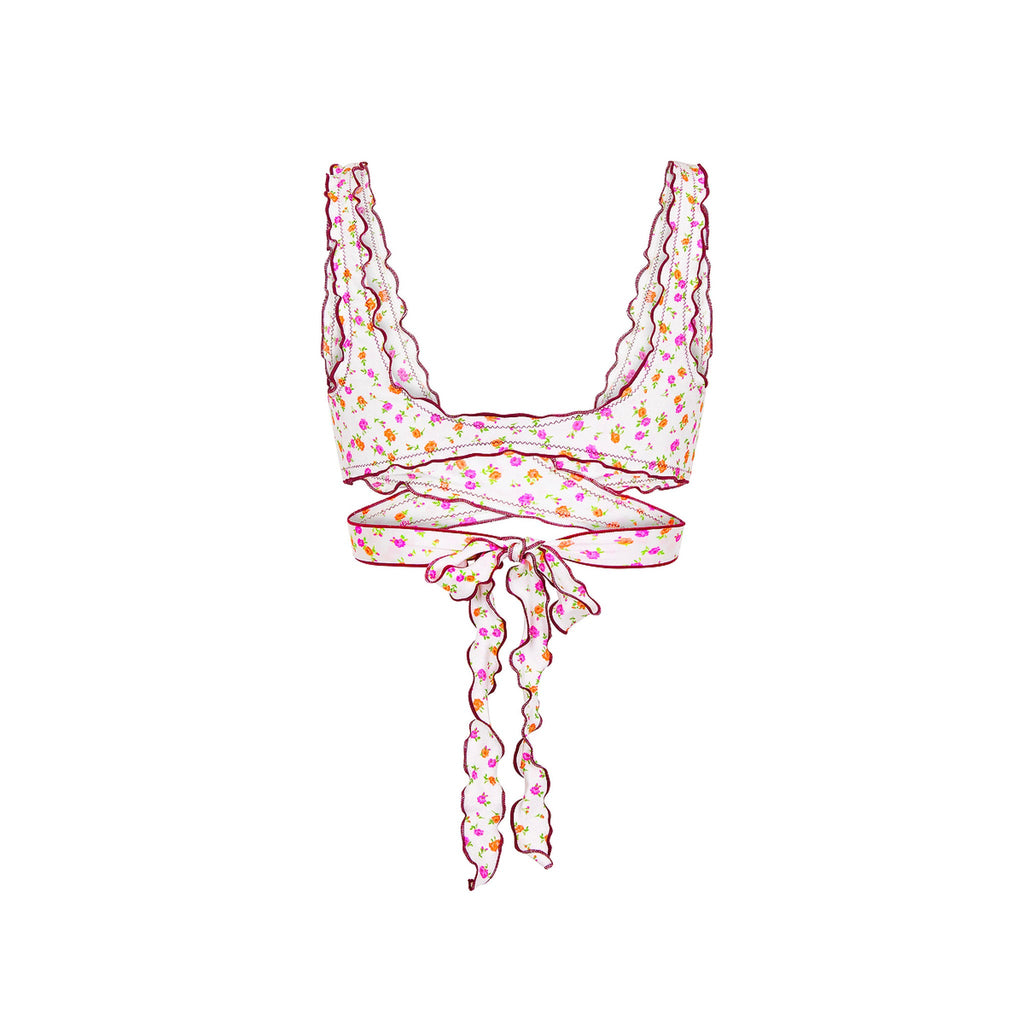 Lettuce Edge Wrap Bikini Top - Rosie Posie