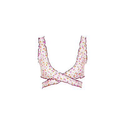 Lettuce Edge Wrap Bikini Top - Rosie Posie