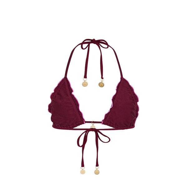 Lettuce Edge Bralette Bikini Top - Sangria Spritz