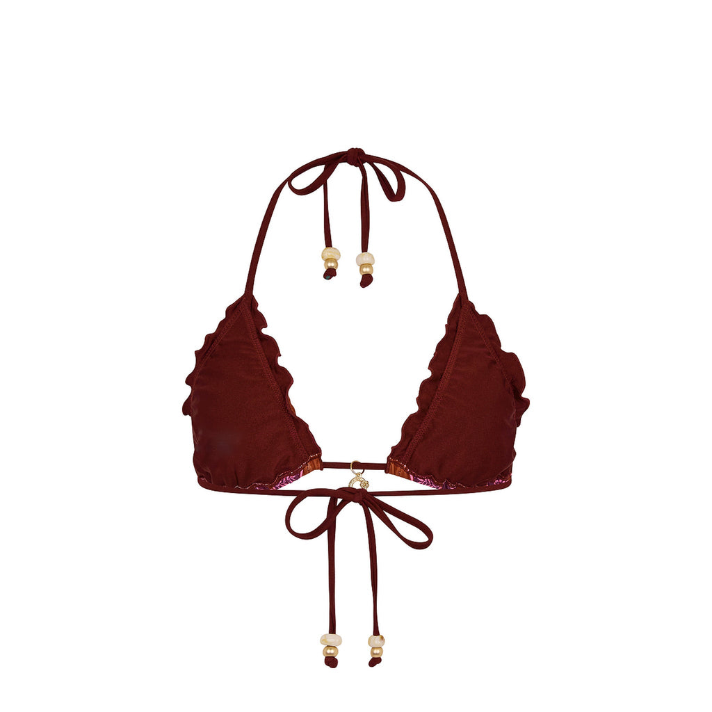 Lettuce Edge Bralette Bikini Top - Whiskey Waves