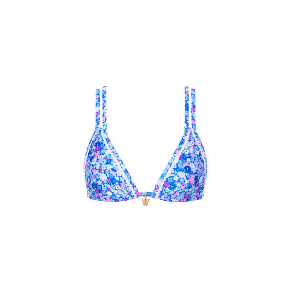 Decorative Twin Strap Bralette Bikini Top - Purple Pearls