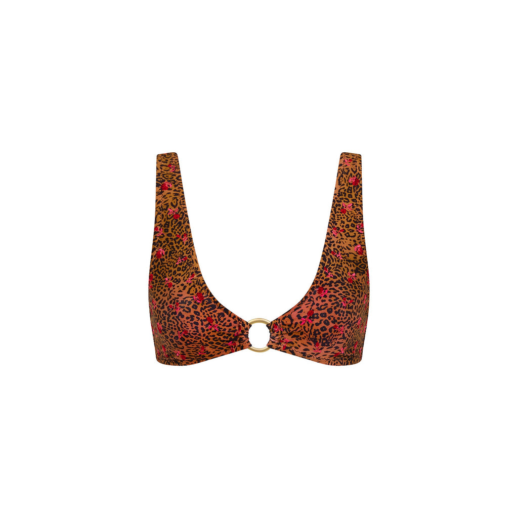 Ring Contour Crop Bikini Top - Wild Rose