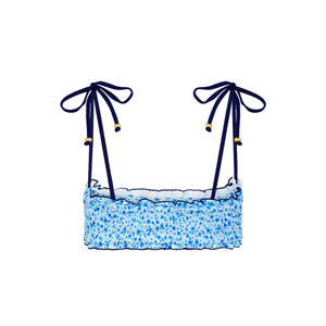 Gerafftes Crop-Bikini-Top mit Bindebändern – Traumblume