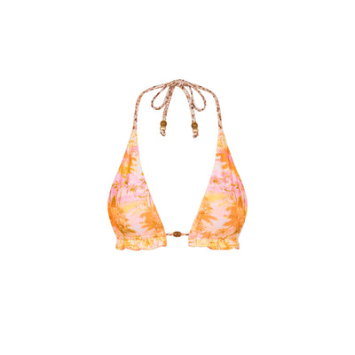 Frill Halter Bralette Bikini Top - Wild Skies