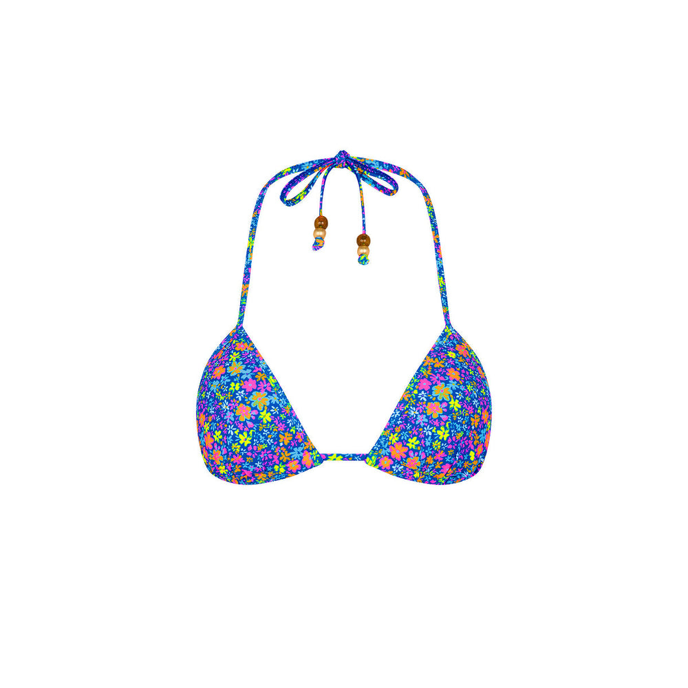 Padded Bind Triangle Bikini Top - Electric Bloom