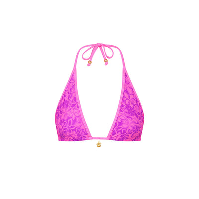 Bind Triangle Halter Bikini Top - Bubble Berry