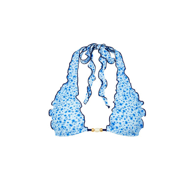 Lettuce Edge Halter Bikini Top - Dream Flower