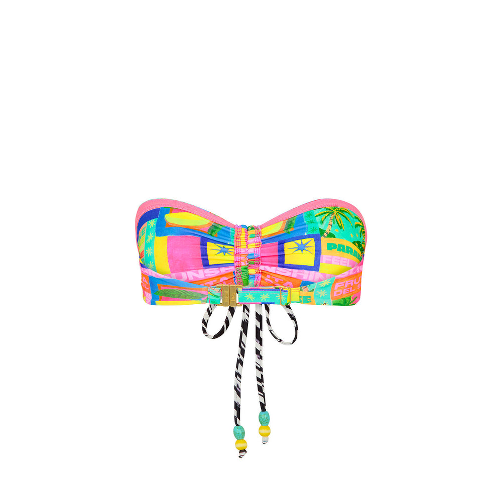 Ruched Tie Bandeau Bikini Top - Sun Honey