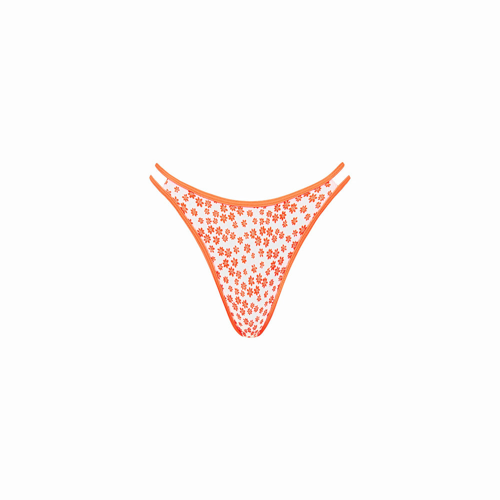 Twin Strap Cheeky Bikini Bottom - Orange Fantasy