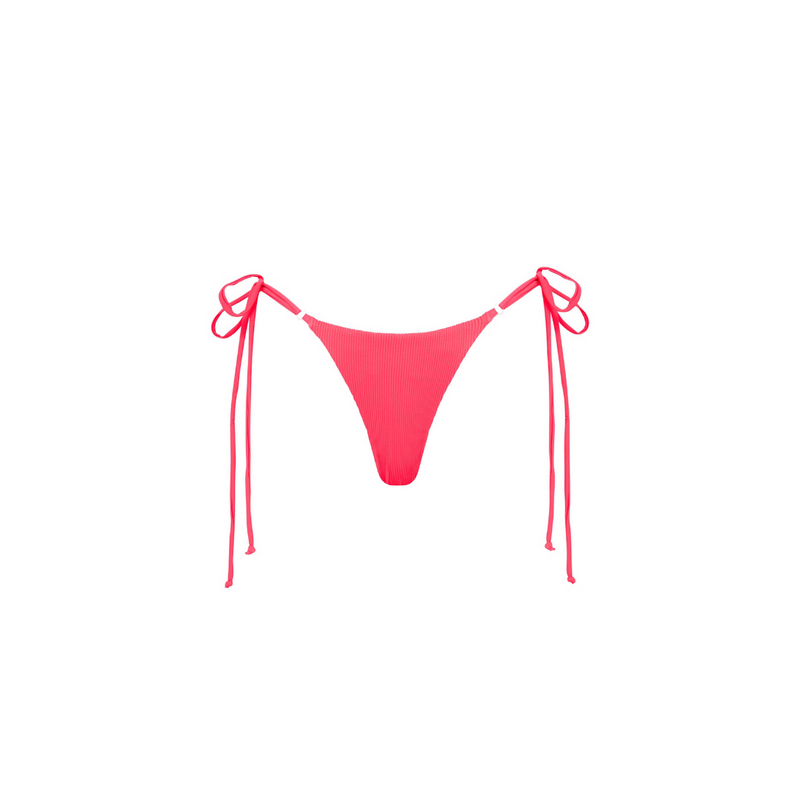 Thong Tie Side Bikini Bottom - Watermelon Ribbed