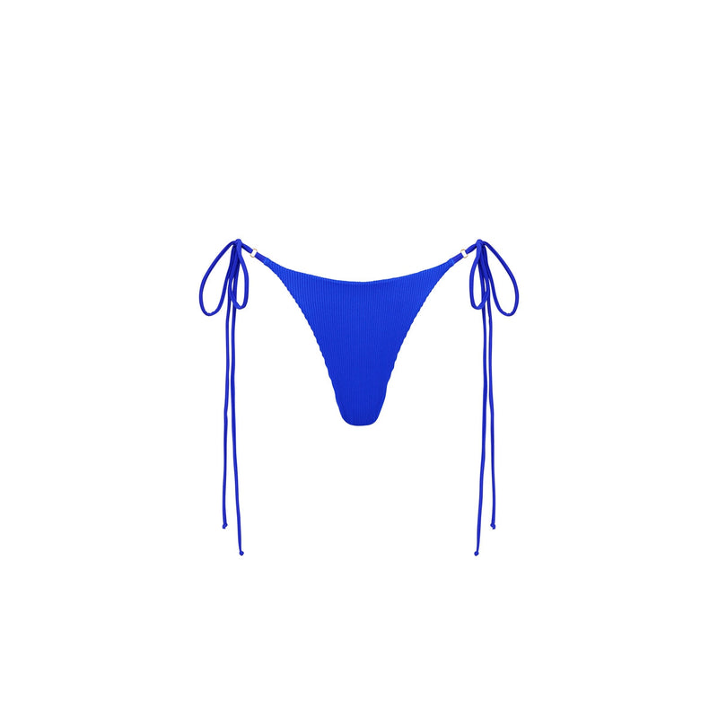 Thong Tie Side Bikini Bottom - Ocean Blue Ribbed